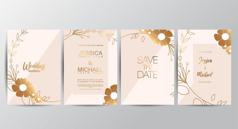 Tarjetas de invitación de boda de lujo premium vector