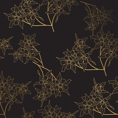 flower gold seamless pattern vector