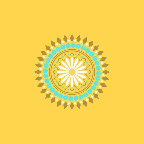 Hermoso arte de Mandala en fondo amarillo vector