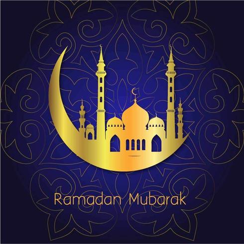 Fondo de luna dorada de Ramadán Mubarak vector