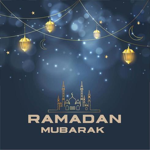 Religious Islamic Ramadan Mubarak Greeting  vector