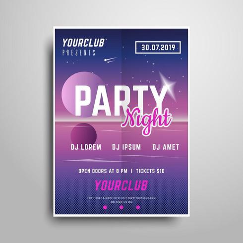 Night party Pink vertical flyer sample vector