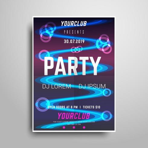 Neon Party poster template vector