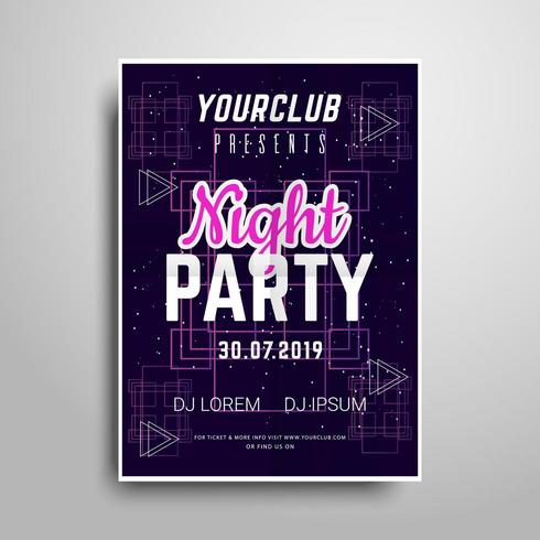 Night party vertical flyer sample vector