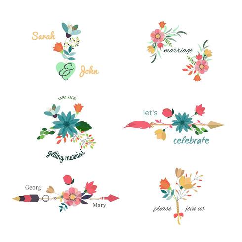 Set of beautiful floral wedding bouquets  vector