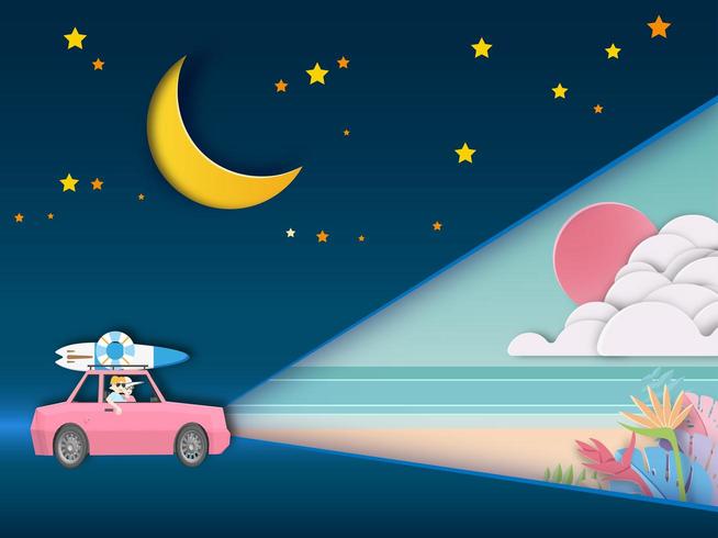Road trip to the beach vector