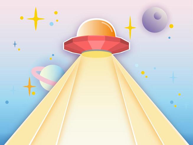 UFO beam on galaxy background vector