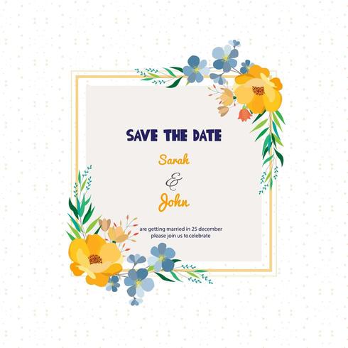 Floral Save The Date Square Card vector