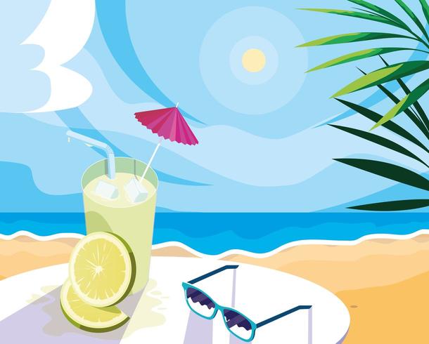 lemon drink by the beach  vector