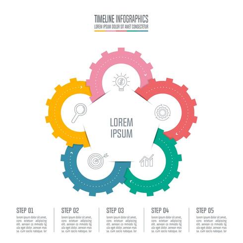 Concepto de negocio de diseño infográfico con 5 opciones. vector