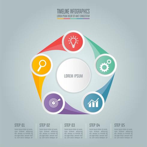 Concepto de negocio con 5 opciones, pasos o procesos. vector