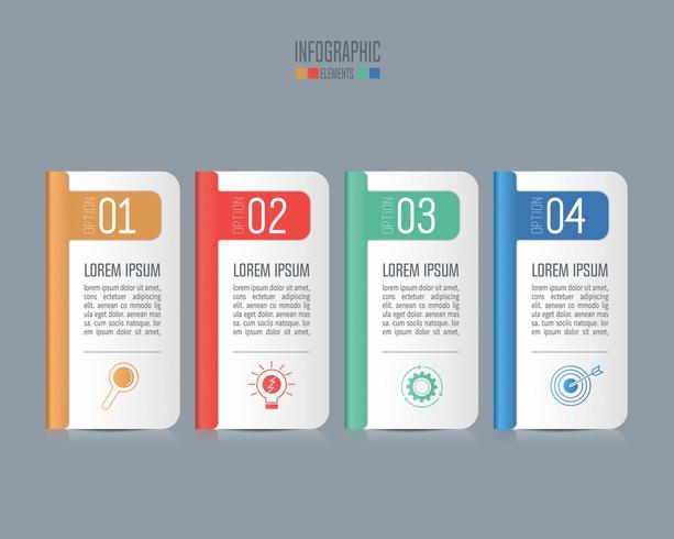 Concepto de infografía de línea de tiempo con 4 opciones vector