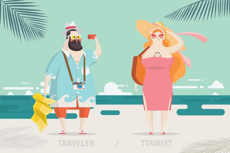 Diseño de personajes de viajero y turista vector