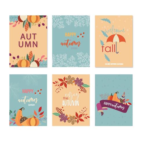 Autumn card collection vector