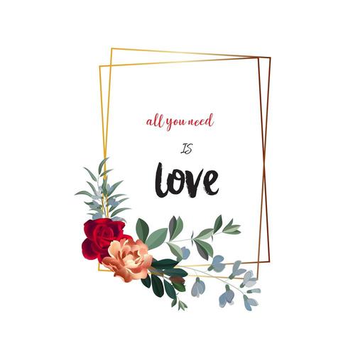 Rectangle floral frame with space for text vector