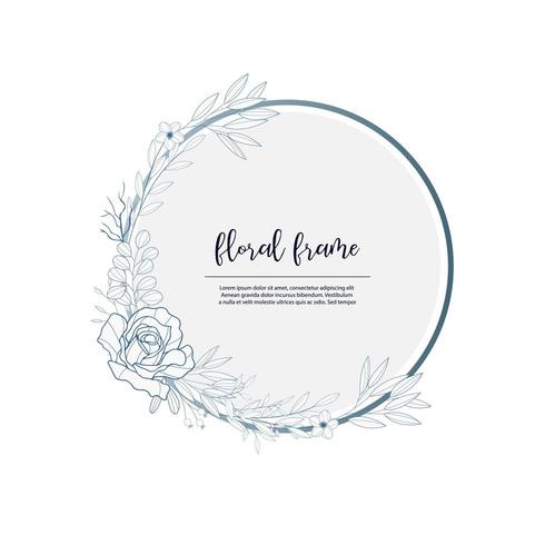 hand drawn circular floral  frame vector