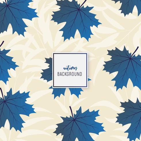 Blue and beige autumn leaf pattern vector
