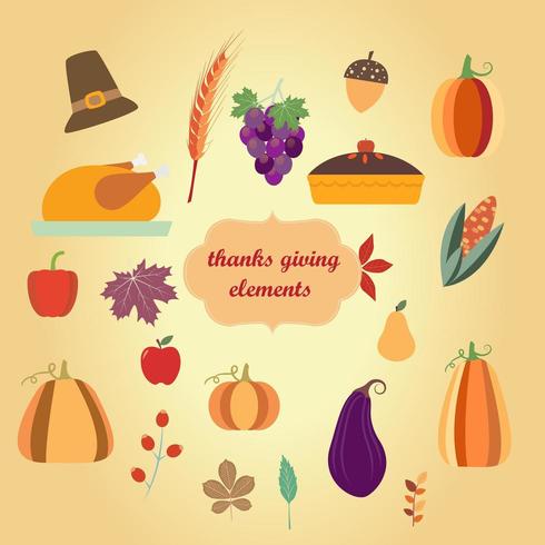 Simple Thanksgiving elements collection vector