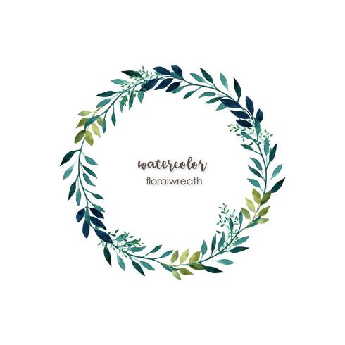 Round watercolor floral frame vector