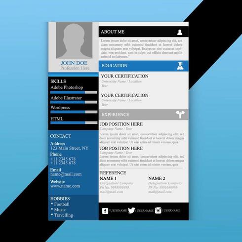 Print Modern Resume CV Template Design vector