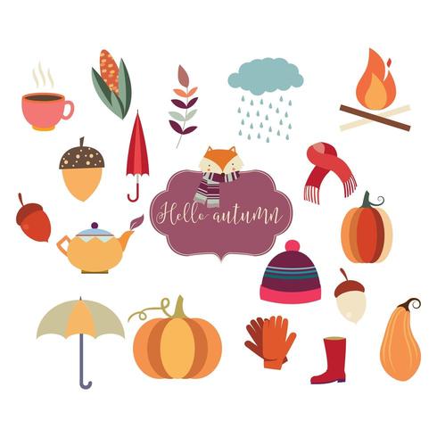 autumn elements collection vector