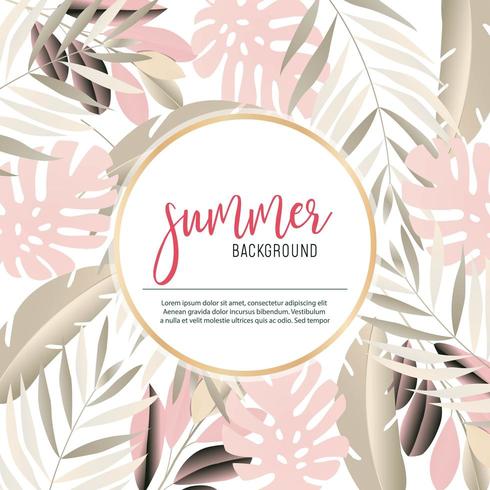 Pastel leaves summer pattern vector