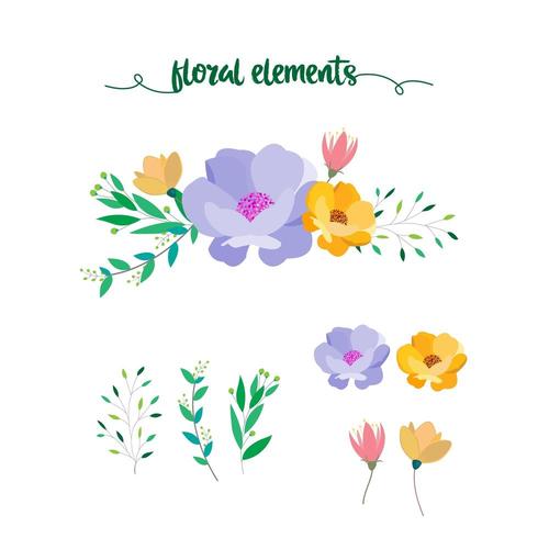 colección de elementos florales vector