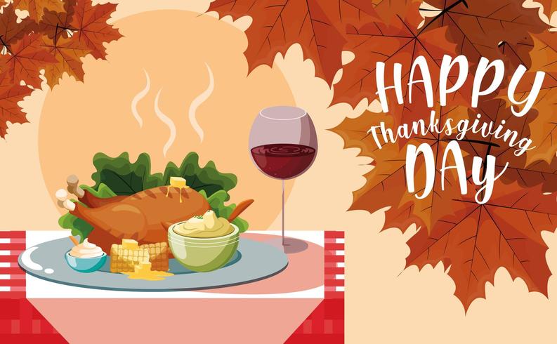 Turkey dinner background vector