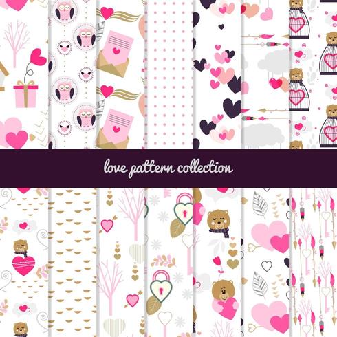 Love themed patterns collection vector