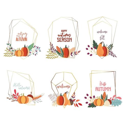 Set of autumn geometric frames vector