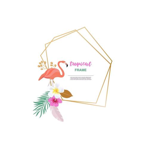 geometrical summer floral frame vector