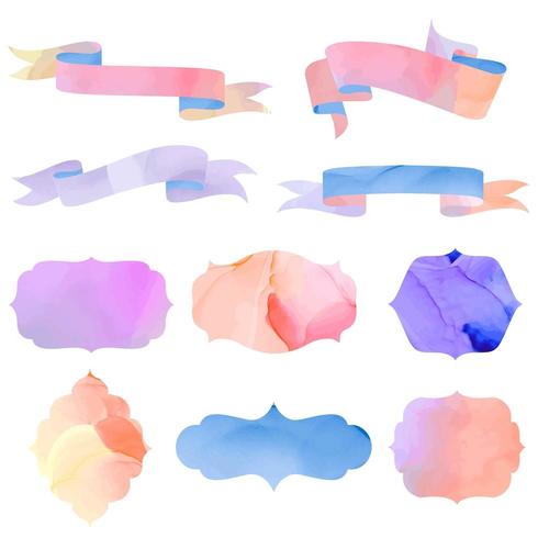 Watercolor ribbons and banners set vector