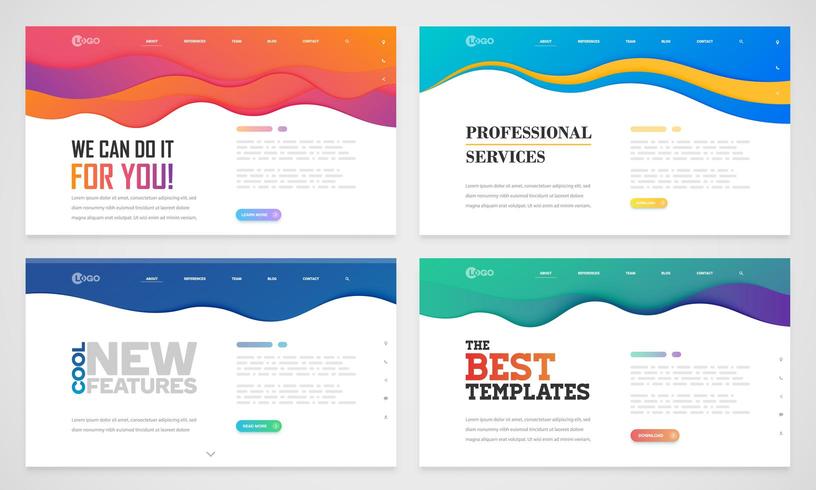 Clean website template set vector