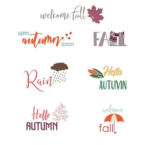 Autumn greeting card elements with quotes vector