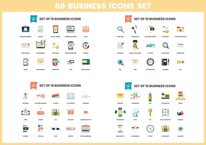 60 Business icons set vector