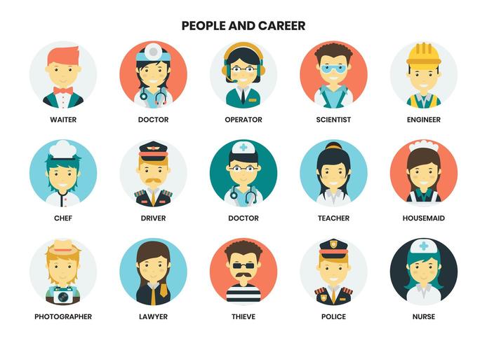 people and career icons set vector