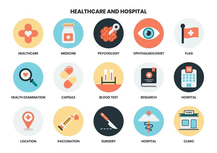 Hospital and Healthcare icons vector