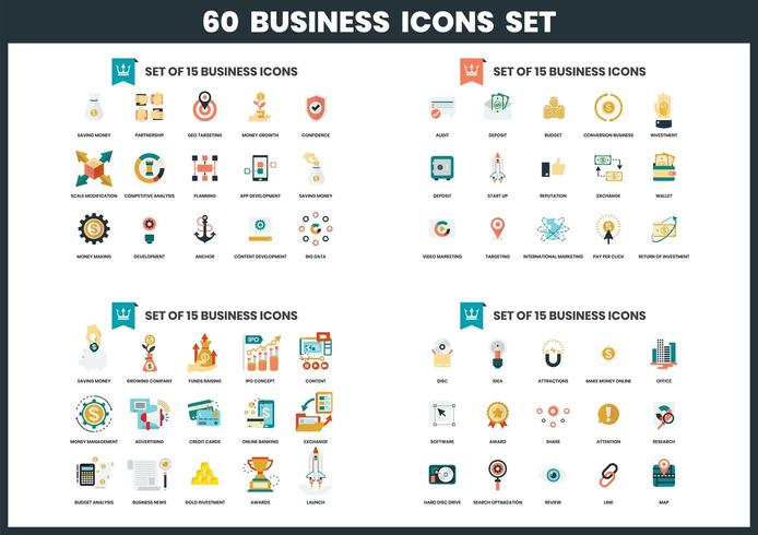 Conjunto de 60 iconos de negocios vector