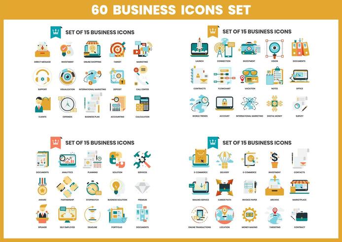 Conjunto de 60 iconos de negocios vector