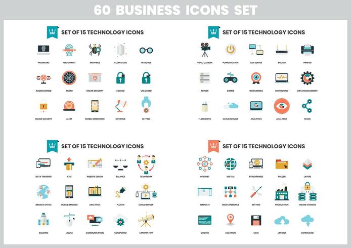 60 Business icons set vector