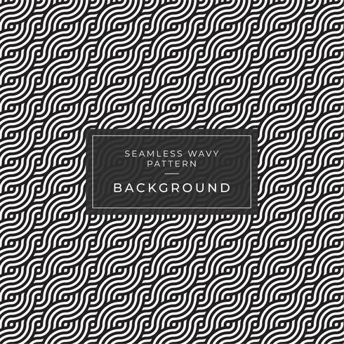 Geometric seamless monochrome repeating pattern with wavy lines vector