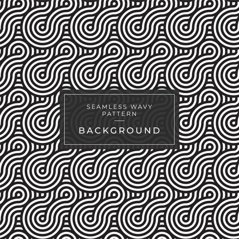 Geometric seamless monochrome repeating pattern with wavy lines vector