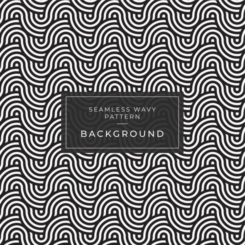 Geometric seamless monochrome repeating pattern with wavy lines vector