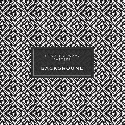 Geometric seamless monochrome repeating pattern with rounded wavy lines vector