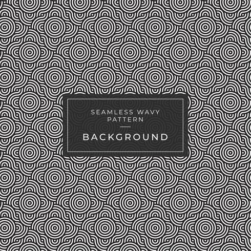 Geometric seamless monochrome repeating pattern with rounded wavy lines vector