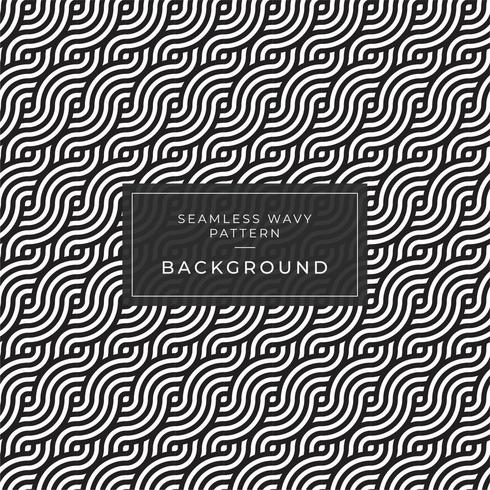 Geometric seamless monochrome repeating pattern with wavy lines vector