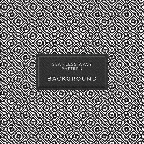 Geometric seamless monochrome repeating pattern with wavy lines vector