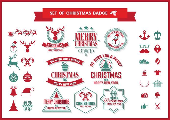 Retro Christmas badge set vector