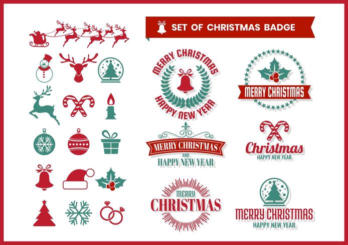 Retro Christmas badge set vector