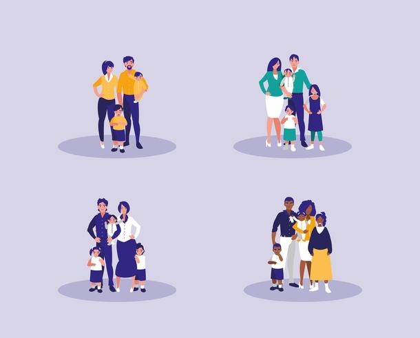 group of family members characters vector